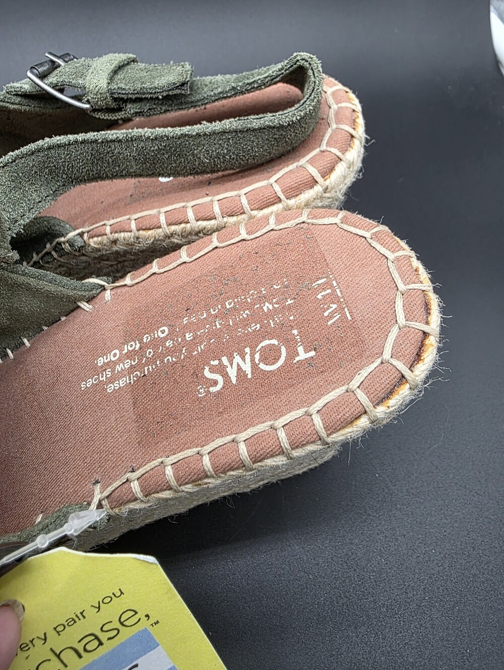 NWT TOMS Olive Suede Espadrille Wedge Sandals - Women SZ 11 - Picture 7 of 7